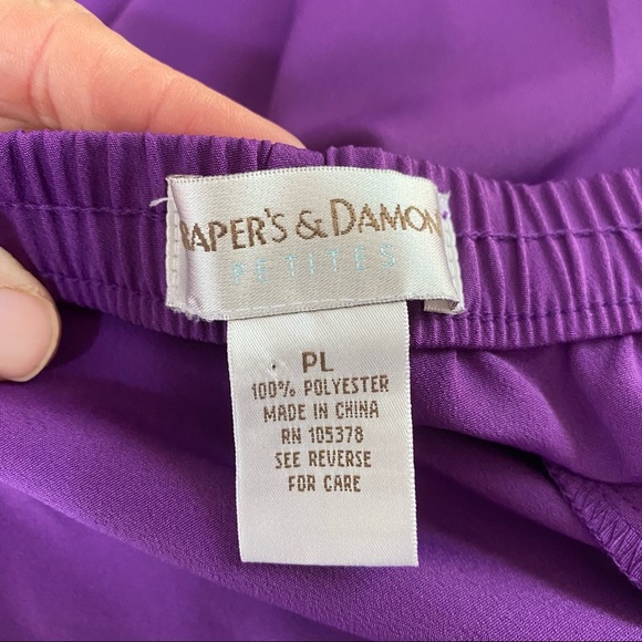 Draper’s & Damon’s Purple Matte Satiny Textured Pull On Pants - Picture 5 of 8